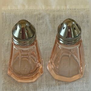 Vintage Hazel Atlas, Pink Depression Glass Salt Pepper Shakers